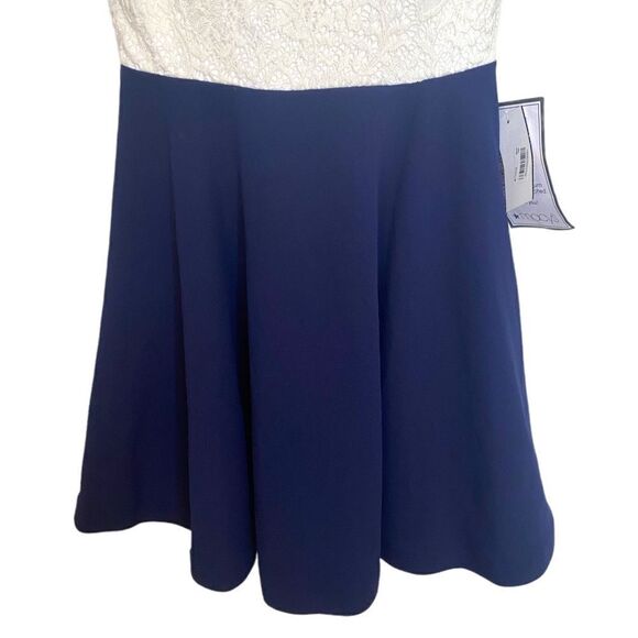 B. Darlin Fit and Flare Ivory Lace and Navy Dress - Picture 5 of 12